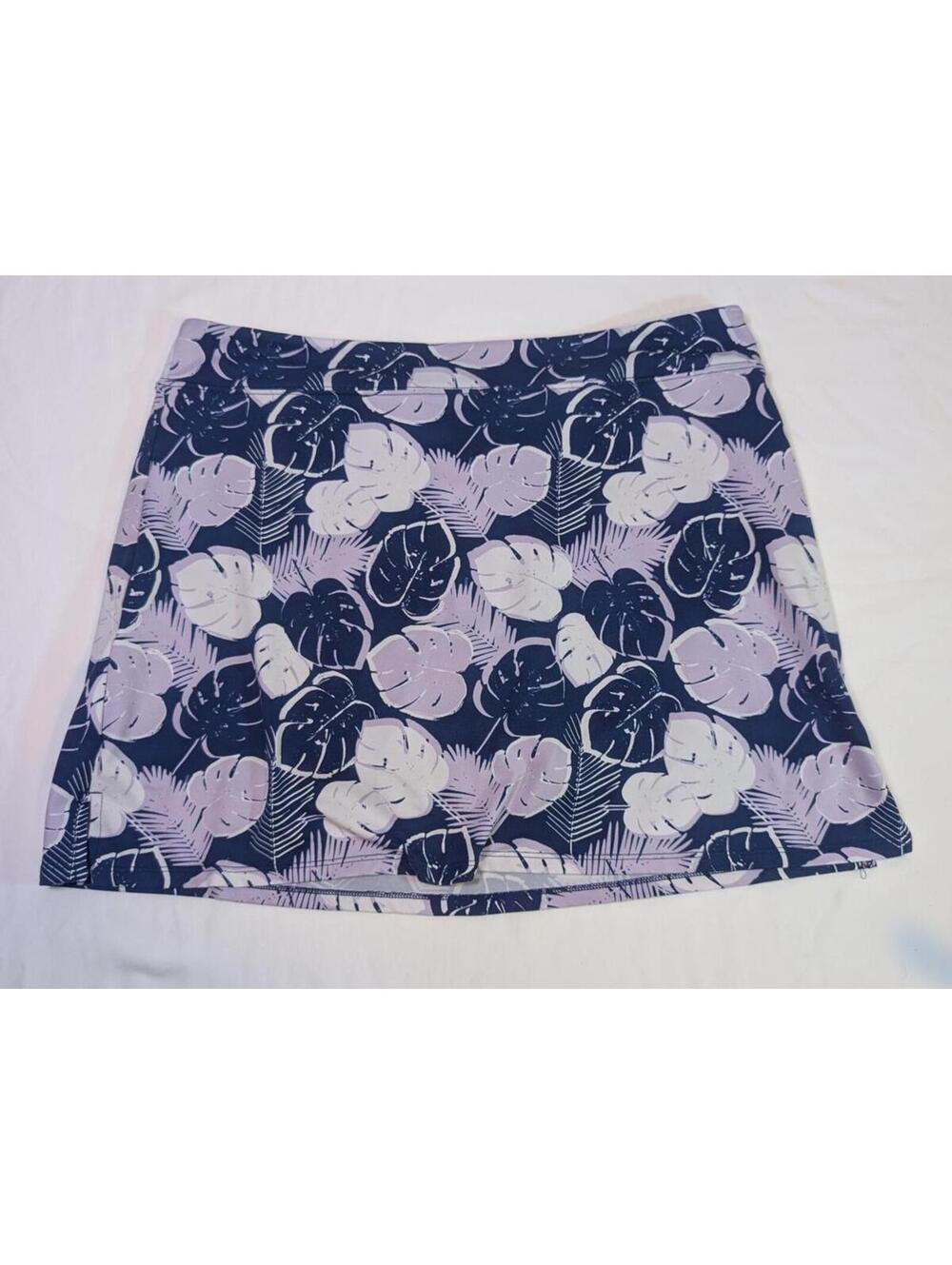 Tranquility Women's Size Large Activewear Purple Skort with Leaf PrinT